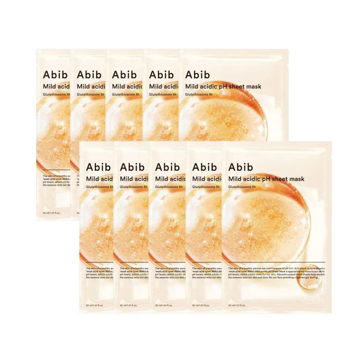 ABIB Mild acidic pH sheet mask Glutathiosome fit (10 sheets) 30ml (Set)