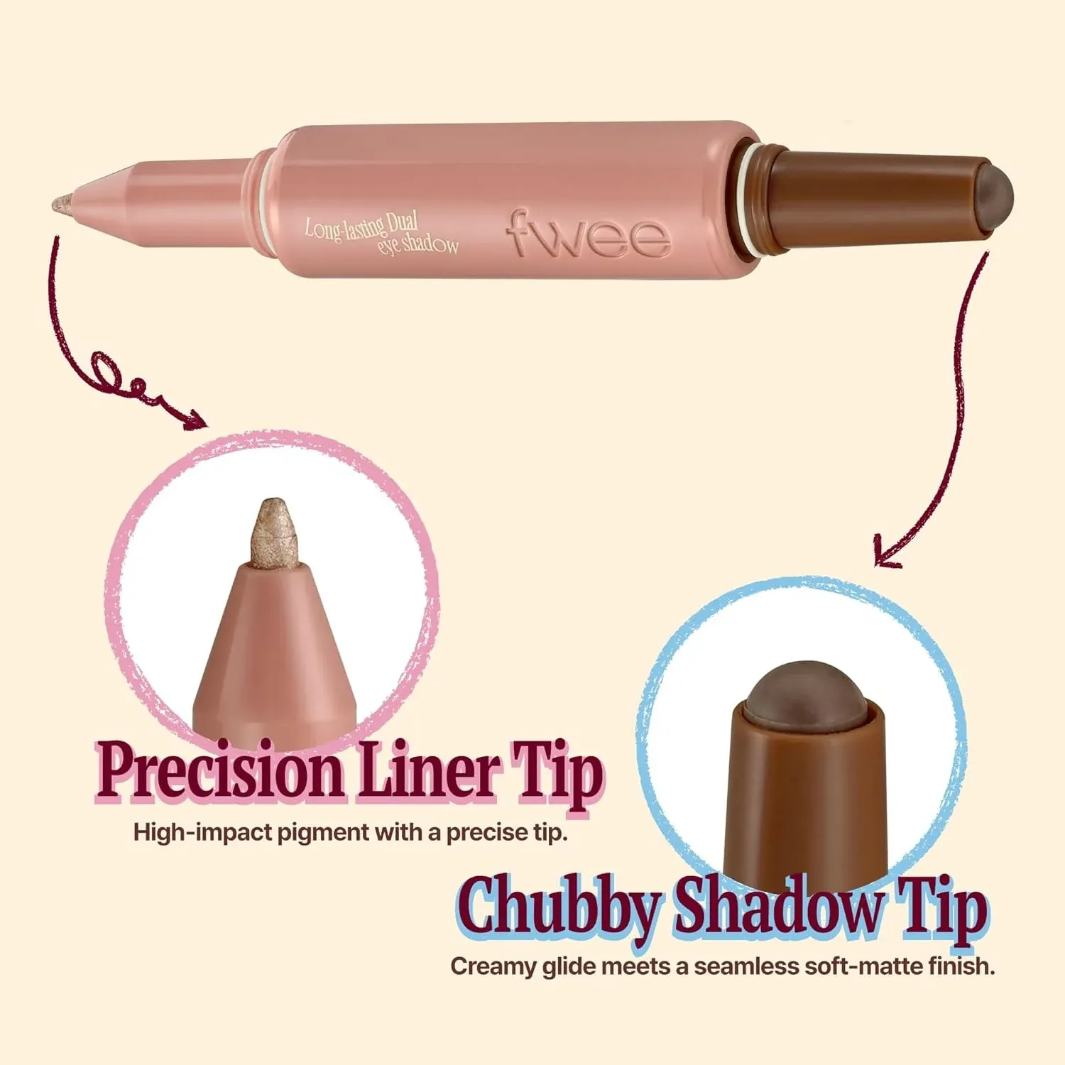 FWEE Long-Lasting Dual Coloring Stick Eye Shadow 02 Soft Blink 1.2ml
