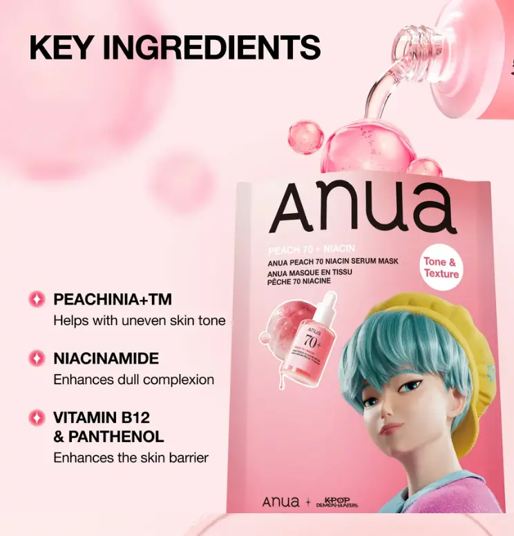 ANUA KDH Peach 70 Niacin Serum Face Mask (1Pc)