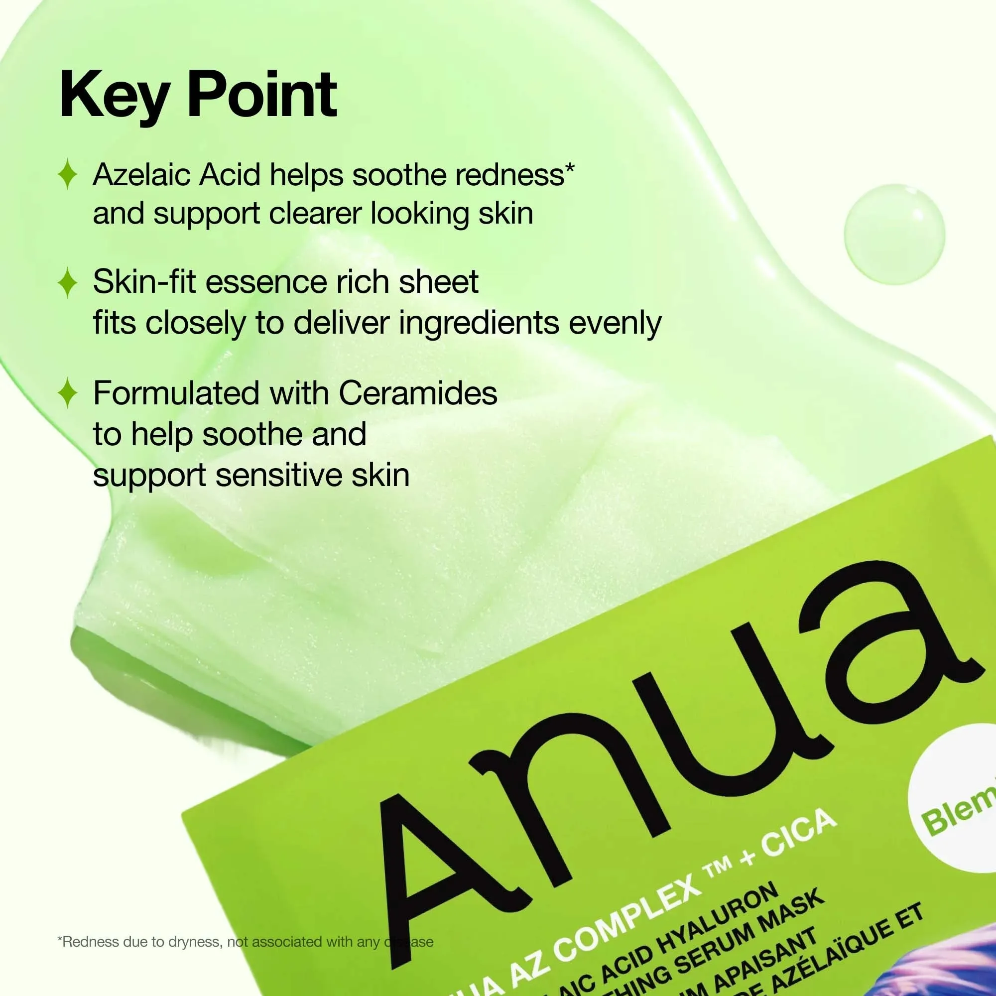 ANUA KDH AZ Complex + Cica Redness Serum Mask (1Pc)