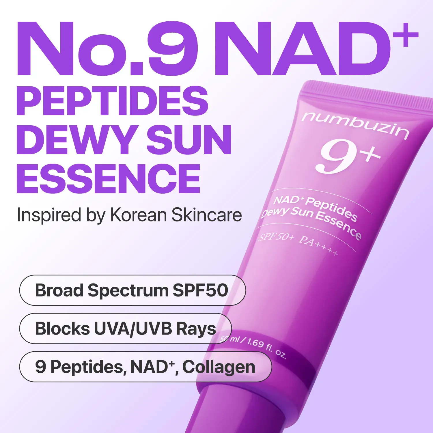 NUMBUZIN No.9 NAD+ 9 Peptides Dewy Sun Essence  50ml