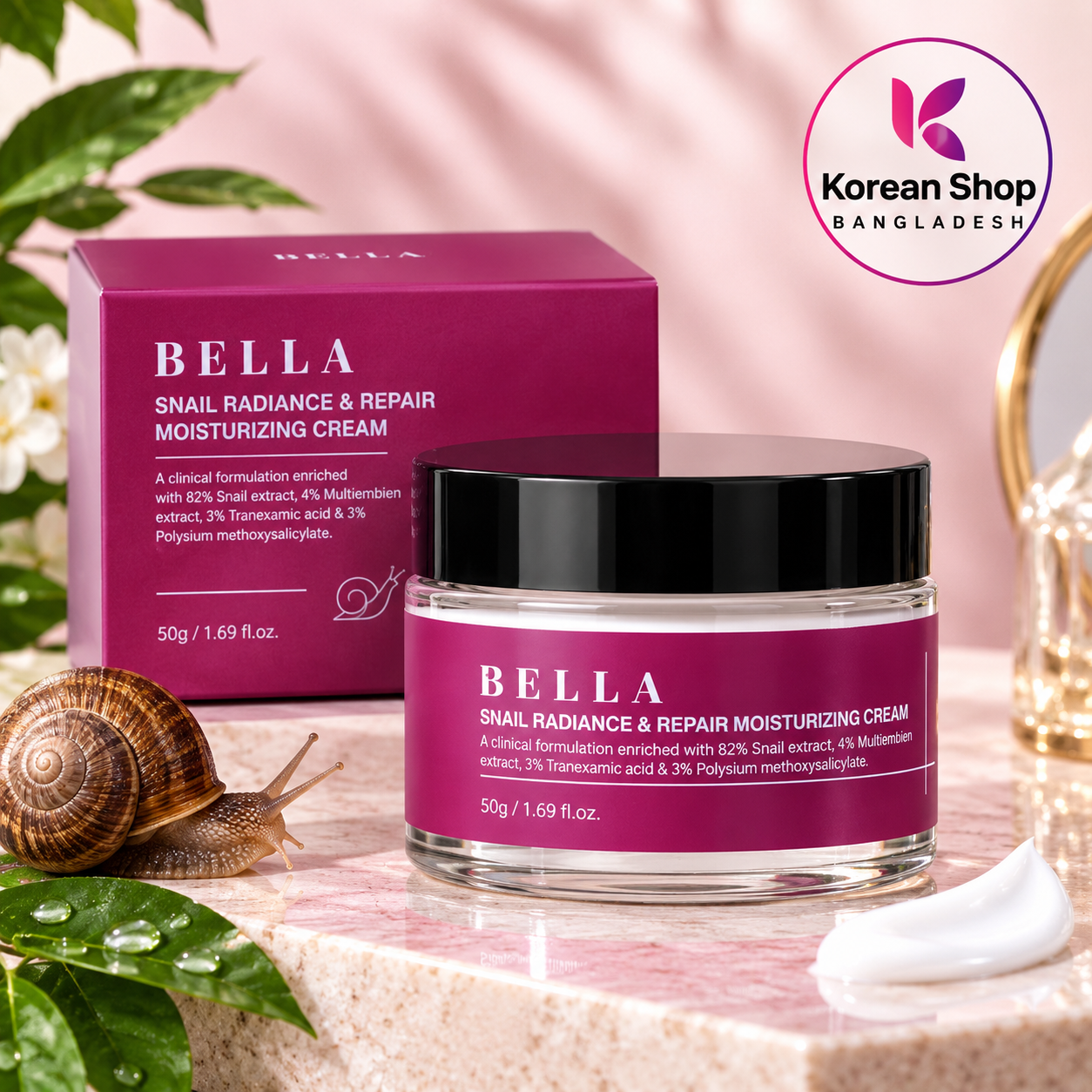 BELLA Snail Radiance & Repair Moisturizing Cream – 50g