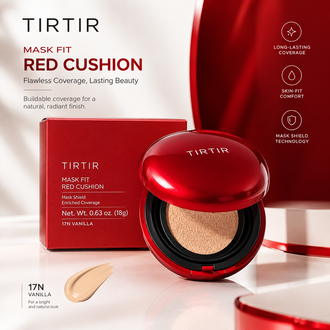 TIRTIR Mask Fit Red Cushion Foundation (17N Vanilla)- 18g